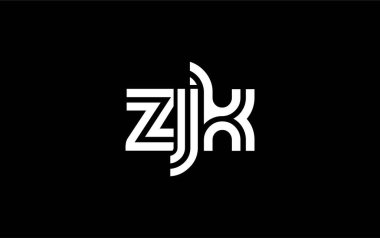 ZJK Yaratıcı Eşsiz Modern Harf Logosu Tasarımı. Benzersiz bir harf dizaynına sahip stilize logo, soyut minimalist estetik ve modern cazibe sunar.