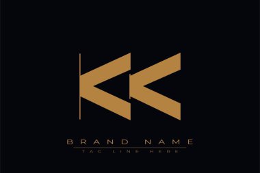 KK ilk harf logosu tasarımı. Harf K ve K lüks alfabe harfi simge şablonu