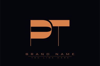 PT ilk harf logosu tasarımı. P ve T harfi alfabe harfi simge şablonu