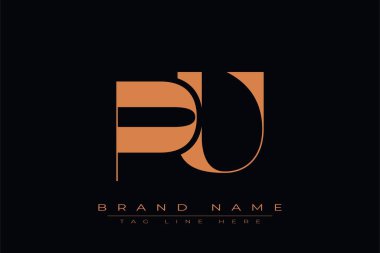 PU ilk harf logosu tasarımı. P harfi ve U harfi alfabe harfi simge şablonu