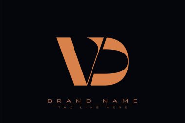 VD ilk harf logosu tasarımı. V ve D harfleri lüks alfabe harfi simge şablonu