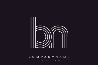 Yaratıcı BN çizgileri harf logosu tasarımı. Çağdaş markalaşma için uygun doğrusal desenleri ve baş harfleri olan basit ve zarif bir soyut logo tasarımı. Monokromatik stil modern, şık bir cazibe katıyor ve profesyonelliği vurguluyor..