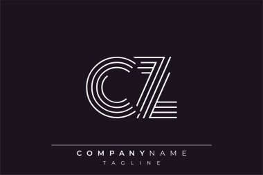 Yaratıcı CZ satır harfleri logo tasarımı. Çağdaş markalaşma için uygun doğrusal desenleri ve baş harfleri olan basit ve zarif bir soyut logo tasarımı. Monokromatik stil modern, şık bir cazibe katıyor ve profesyonelliği vurguluyor..