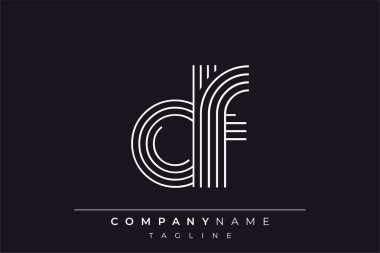 Yaratıcı DF çizgileri harf logosu tasarımı. Çağdaş markalaşma için uygun doğrusal desenleri ve baş harfleri olan basit ve zarif bir soyut logo tasarımı. Monokromatik stil modern, şık bir cazibe katıyor ve profesyonelliği vurguluyor..