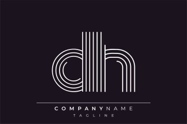 Yaratıcı DH çizgileri harf logosu tasarımı. Çağdaş markalaşma için uygun doğrusal desenleri ve baş harfleri olan basit ve zarif bir soyut logo tasarımı. Monokromatik stil modern, şık bir cazibe katıyor ve profesyonelliği vurguluyor..