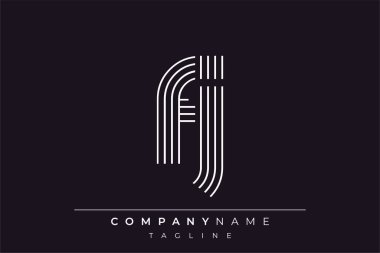 Yaratıcı FJ harf logosu tasarımı. Çağdaş markalaşma için uygun doğrusal desenleri ve baş harfleri olan basit ve zarif bir soyut logo tasarımı. Monokromatik stil modern, şık bir cazibe katıyor ve profesyonelliği vurguluyor..