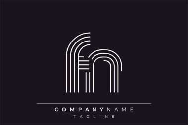 Yaratıcı FN çizgileri harf logosu tasarımı. Çağdaş markalaşma için uygun doğrusal desenleri ve baş harfleri olan basit ve zarif bir soyut logo tasarımı. Monokromatik stil modern, şık bir cazibe katıyor ve profesyonelliği vurguluyor..