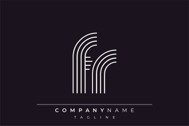 Yaratıcı FR çizgileri harf logosu tasarımı. Çağdaş markalaşma için uygun doğrusal desenleri ve baş harfleri olan basit ve zarif bir soyut logo tasarımı. Monokromatik stil modern, şık bir cazibe katıyor ve profesyonelliği vurguluyor..