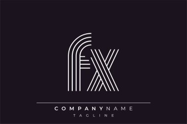 Yaratıcı FX çizgileri harf logosu tasarımı. Çağdaş markalaşma için uygun doğrusal desenleri ve baş harfleri olan basit ve zarif bir soyut logo tasarımı. Monokromatik stil modern, şık bir cazibe katıyor ve profesyonelliği vurguluyor..