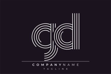 Yaratıcı GD çizgileri harf logosu tasarımı. Çağdaş markalaşma için uygun doğrusal desenleri ve baş harfleri olan basit ve zarif bir soyut logo tasarımı. Monokromatik stil modern, şık bir cazibe katıyor ve profesyonelliği vurguluyor..