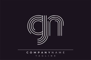 Yaratıcı GN çizgileri harf logosu tasarımı. Çağdaş markalaşma için uygun doğrusal desenleri ve baş harfleri olan basit ve zarif bir soyut logo tasarımı. Monokromatik stil modern, şık bir cazibe katıyor ve profesyonelliği vurguluyor..