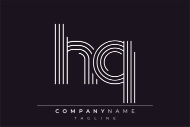 Yaratıcı HQ çizgileri harf logosu tasarımı. Çağdaş markalaşma için uygun doğrusal desenleri ve baş harfleri olan basit ve zarif bir soyut logo tasarımı. Monokromatik stil modern, şık bir cazibe katıyor ve profesyonelliği vurguluyor..