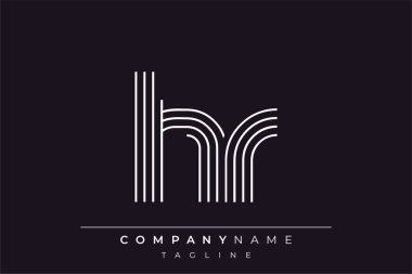 Yaratıcı HR çizgileri harf logosu tasarımı. Çağdaş markalaşma için uygun doğrusal desenleri ve baş harfleri olan basit ve zarif bir soyut logo tasarımı. Monokromatik stil modern, şık bir cazibe katıyor ve profesyonelliği vurguluyor..