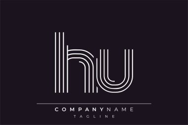 Yaratıcı HU çizgileri harf logosu tasarımı. Çağdaş markalaşma için uygun doğrusal desenleri ve baş harfleri olan basit ve zarif bir soyut logo tasarımı. Monokromatik stil modern, şık bir cazibe katıyor ve profesyonelliği vurguluyor..