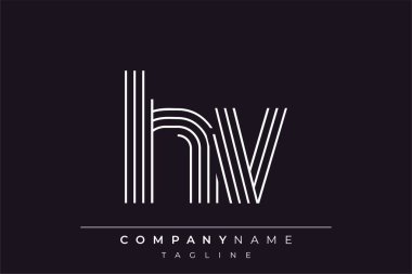 Yaratıcı HV çizgileri harf logosu tasarımı. Çağdaş markalaşma için uygun doğrusal desenleri ve baş harfleri olan basit ve zarif bir soyut logo tasarımı. Monokromatik stil modern, şık bir cazibe katıyor ve profesyonelliği vurguluyor..