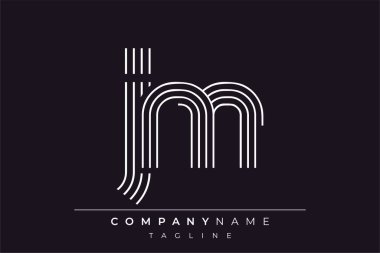 Yaratıcı JM çizgileri harf logosu tasarımı. Çağdaş markalaşma için uygun doğrusal desenleri ve baş harfleri olan basit ve zarif bir soyut logo tasarımı. Monokromatik stil modern, şık bir cazibe katıyor ve profesyonelliği vurguluyor..