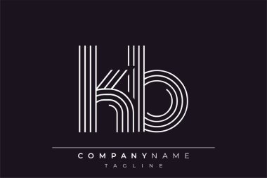 Yaratıcı KB çizgileri harf logosu tasarımı. Çağdaş markalaşma için uygun doğrusal desenleri ve baş harfleri olan basit ve zarif bir soyut logo tasarımı. Monokromatik stil modern, şık bir cazibe katıyor ve profesyonelliği vurguluyor..