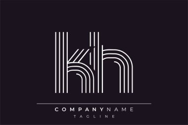 Yaratıcı KH çizgileri harf logosu tasarımı. Çağdaş markalaşma için uygun doğrusal desenleri ve baş harfleri olan basit ve zarif bir soyut logo tasarımı. Monokromatik stil modern, şık bir cazibe katıyor ve profesyonelliği vurguluyor..