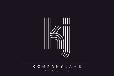 Yaratıcı KJ harf logosu tasarımı. Çağdaş markalaşma için uygun doğrusal desenleri ve baş harfleri olan basit ve zarif bir soyut logo tasarımı. Monokromatik stil modern, şık bir cazibe katıyor ve profesyonelliği vurguluyor..