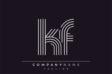 Yaratıcı KF çizgileri harf logosu tasarımı. Çağdaş markalaşma için uygun doğrusal desenleri ve baş harfleri olan basit ve zarif bir soyut logo tasarımı. Monokromatik stil modern, şık bir cazibe katıyor ve profesyonelliği vurguluyor..