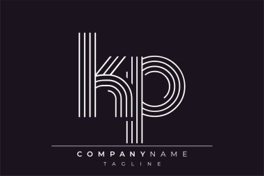Yaratıcı KP çizgileri harf logosu tasarımı. Çağdaş markalaşma için uygun doğrusal desenleri ve baş harfleri olan basit ve zarif bir soyut logo tasarımı. Monokromatik stil modern, şık bir cazibe katıyor ve profesyonelliği vurguluyor..