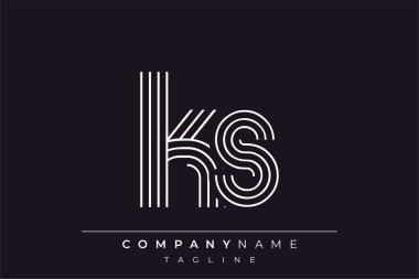 Yaratıcı KS çizgileri harf logosu tasarımı. Çağdaş markalaşma için uygun doğrusal desenleri ve baş harfleri olan basit ve zarif bir soyut logo tasarımı. Monokromatik stil modern, şık bir cazibe katıyor ve profesyonelliği vurguluyor..