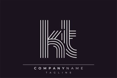 Yaratıcı KT çizgileri harf logosu tasarımı. Çağdaş markalaşma için uygun doğrusal desenleri ve baş harfleri olan basit ve zarif bir soyut logo tasarımı. Monokromatik stil modern, şık bir cazibe katıyor ve profesyonelliği vurguluyor..