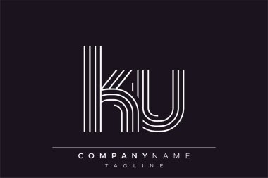 Yaratıcı KU çizgileri harf logosu tasarımı. Çağdaş markalaşma için uygun doğrusal desenleri ve baş harfleri olan basit ve zarif bir soyut logo tasarımı. Monokromatik stil modern, şık bir cazibe katıyor ve profesyonelliği vurguluyor..