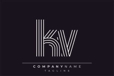 Yaratıcı KV çizgileri harf logosu tasarımı. Çağdaş markalaşma için uygun doğrusal desenleri ve baş harfleri olan basit ve zarif bir soyut logo tasarımı. Monokromatik stil modern, şık bir cazibe katıyor ve profesyonelliği vurguluyor..