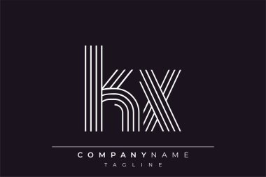 Yaratıcı KX çizgileri harf logosu tasarımı. Çağdaş markalaşma için uygun doğrusal desenleri ve baş harfleri olan basit ve zarif bir soyut logo tasarımı. Monokromatik stil modern, şık bir cazibe katıyor ve profesyonelliği vurguluyor..