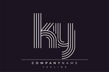 Yaratıcı KY çizgileri harf logosu tasarımı. Çağdaş markalaşma için uygun doğrusal desenleri ve baş harfleri olan basit ve zarif bir soyut logo tasarımı. Monokromatik stil modern, şık bir cazibe katıyor ve profesyonelliği vurguluyor..