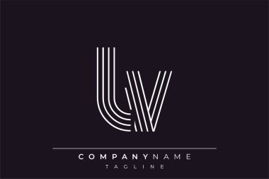 Yaratıcı LV çizgileri harf logosu tasarımı. Çağdaş markalaşma için uygun doğrusal desenleri ve baş harfleri olan basit ve zarif bir soyut logo tasarımı. Monokromatik stil modern, şık bir cazibe katıyor ve profesyonelliği vurguluyor..