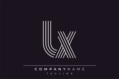 Yaratıcı LX çizgileri harf logosu tasarımı. Çağdaş markalaşma için uygun doğrusal desenleri ve baş harfleri olan basit ve zarif bir soyut logo tasarımı. Monokromatik stil modern, şık bir cazibe katıyor ve profesyonelliği vurguluyor..