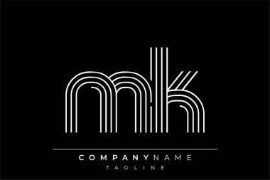 Yaratıcı MK çizgileri harf logosu tasarımı. Çağdaş markalaşma için uygun doğrusal desenleri ve baş harfleri olan basit ve zarif bir soyut logo tasarımı. Monokromatik stil modern, şık bir cazibe katıyor ve profesyonelliği vurguluyor..