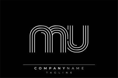 Yaratıcı MU çizgileri harf logosu tasarımı. Çağdaş markalaşma için uygun doğrusal desenleri ve baş harfleri olan basit ve zarif bir soyut logo tasarımı. Monokromatik stil modern, şık bir cazibe katıyor ve profesyonelliği vurguluyor..