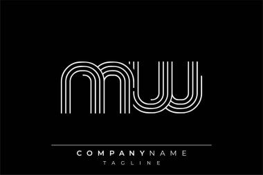 Yaratıcı MW çizgileri harf logosu tasarımı. Çağdaş markalaşma için uygun doğrusal desenleri ve baş harfleri olan basit ve zarif bir soyut logo tasarımı. Monokromatik stil modern, şık bir cazibe katıyor ve profesyonelliği vurguluyor..