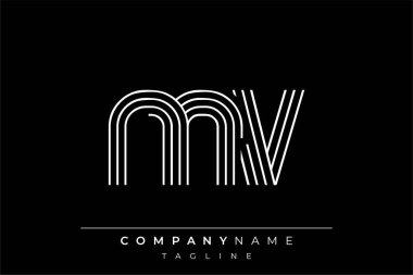Yaratıcı MV çizgileri harf logosu tasarımı. Çağdaş markalaşma için uygun doğrusal desenleri ve baş harfleri olan basit ve zarif bir soyut logo tasarımı. Monokromatik stil modern, şık bir cazibe katıyor ve profesyonelliği vurguluyor..