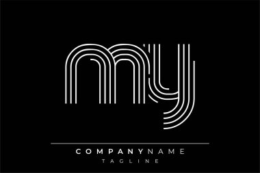 Yaratıcı My Line harf logosu tasarımı. Çağdaş markalaşma için uygun doğrusal desenleri ve baş harfleri olan basit ve zarif bir soyut logo tasarımı. Monokromatik stil modern, şık bir cazibe katıyor ve profesyonelliği vurguluyor..