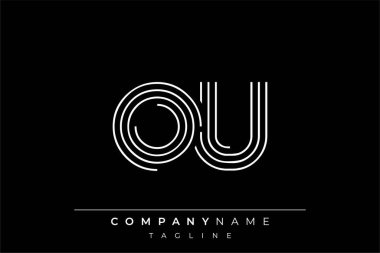 Yaratıcı OU çizgileri harf logosu tasarımı. Çağdaş markalaşma için uygun doğrusal desenleri ve baş harfleri olan basit ve zarif bir soyut logo tasarımı. Monokromatik stil modern, şık bir cazibe katıyor ve profesyonelliği vurguluyor..