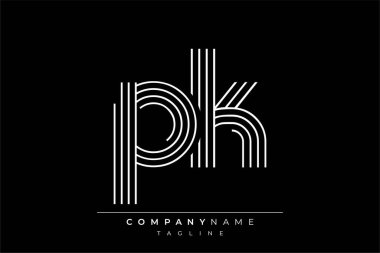 Yaratıcı PK çizgileri harf logosu tasarımı. Çağdaş markalaşma için uygun doğrusal desenleri ve baş harfleri olan basit ve zarif bir soyut logo tasarımı. Monokromatik stil modern, şık bir cazibe katıyor ve profesyonelliği vurguluyor..