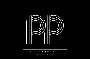 Yaratıcı PP çizgileri harf logosu tasarımı. Çağdaş markalaşma için uygun doğrusal desenleri ve baş harfleri olan basit ve zarif bir soyut logo tasarımı. Monokromatik stil modern, şık bir cazibe katıyor ve profesyonelliği vurguluyor..
