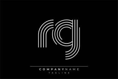 Yaratıcı RG çizgileri harf logosu tasarımı. Çağdaş markalaşma için uygun doğrusal desenleri ve baş harfleri olan basit ve zarif bir soyut logo tasarımı. Monokromatik stil modern, şık bir cazibe katıyor ve profesyonelliği vurguluyor..