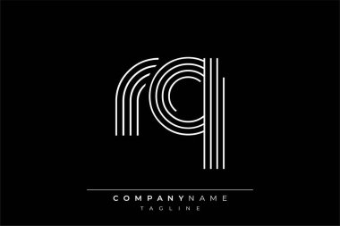 Yaratıcı RQ çizgileri harf logosu tasarımı. Çağdaş markalaşma için uygun doğrusal desenleri ve baş harfleri olan basit ve zarif bir soyut logo tasarımı. Monokromatik stil modern, şık bir cazibe katıyor ve profesyonelliği vurguluyor..
