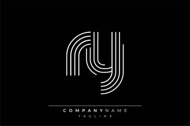 Yaratıcı RY çizgileri harf logosu tasarımı. Çağdaş markalaşma için uygun doğrusal desenleri ve baş harfleri olan basit ve zarif bir soyut logo tasarımı. Monokromatik stil modern, şık bir cazibe katıyor ve profesyonelliği vurguluyor..