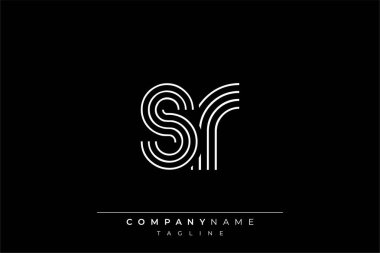 Yaratıcı SR çizgileri harf logosu tasarımı. Çağdaş markalaşma için uygun doğrusal desenleri ve baş harfleri olan basit ve zarif bir soyut logo tasarımı. Monokromatik stil modern, şık bir cazibe katıyor ve profesyonelliği vurguluyor..
