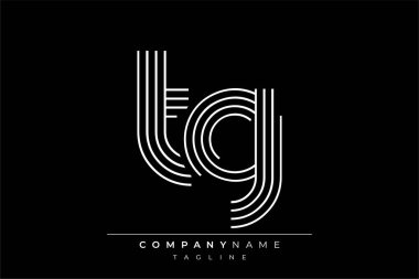 Yaratıcı TG çizgileri harf logosu tasarımı. Çağdaş markalaşma için uygun doğrusal desenleri ve baş harfleri olan basit ve zarif bir soyut logo tasarımı. Monokromatik stil modern, şık bir cazibe katıyor ve profesyonelliği vurguluyor..