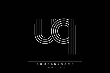 Yaratıcı UQ çizgileri harf logosu tasarımı. Çağdaş markalaşma için uygun doğrusal desenleri ve baş harfleri olan basit ve zarif bir soyut logo tasarımı. Monokromatik stil modern, şık bir cazibe katıyor ve profesyonelliği vurguluyor..