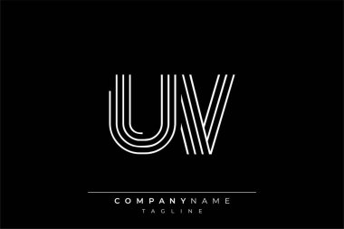 Yaratıcı UV çizgileri harf logosu tasarımı. Çağdaş markalaşma için uygun doğrusal desenleri ve baş harfleri olan basit ve zarif bir soyut logo tasarımı. Monokromatik stil modern, şık bir cazibe katıyor ve profesyonelliği vurguluyor..