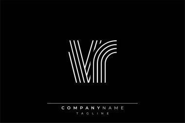 Yaratıcı VR çizgileri harf logosu tasarımı. Çağdaş markalaşma için uygun doğrusal desenleri ve baş harfleri olan basit ve zarif bir soyut logo tasarımı. Monokromatik stil modern, şık bir cazibe katıyor ve profesyonelliği vurguluyor..
