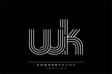 Yaratıcı WK çizgileri harf logosu tasarımı. Çağdaş markalaşma için uygun doğrusal desenleri ve baş harfleri olan basit ve zarif bir soyut logo tasarımı. Monokromatik stil modern, şık bir cazibe katıyor ve profesyonelliği vurguluyor..